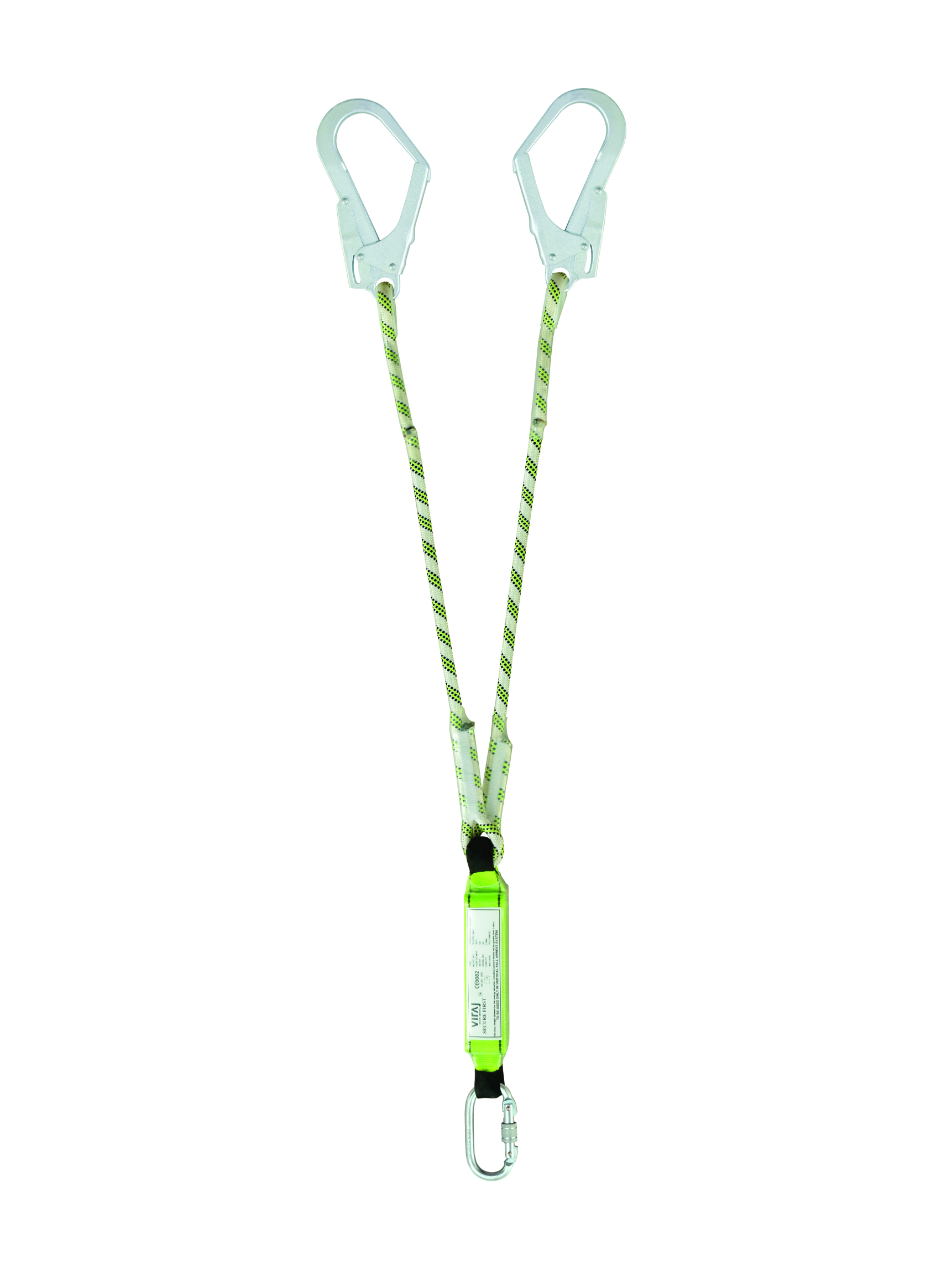Forked lanyards with energy absorber