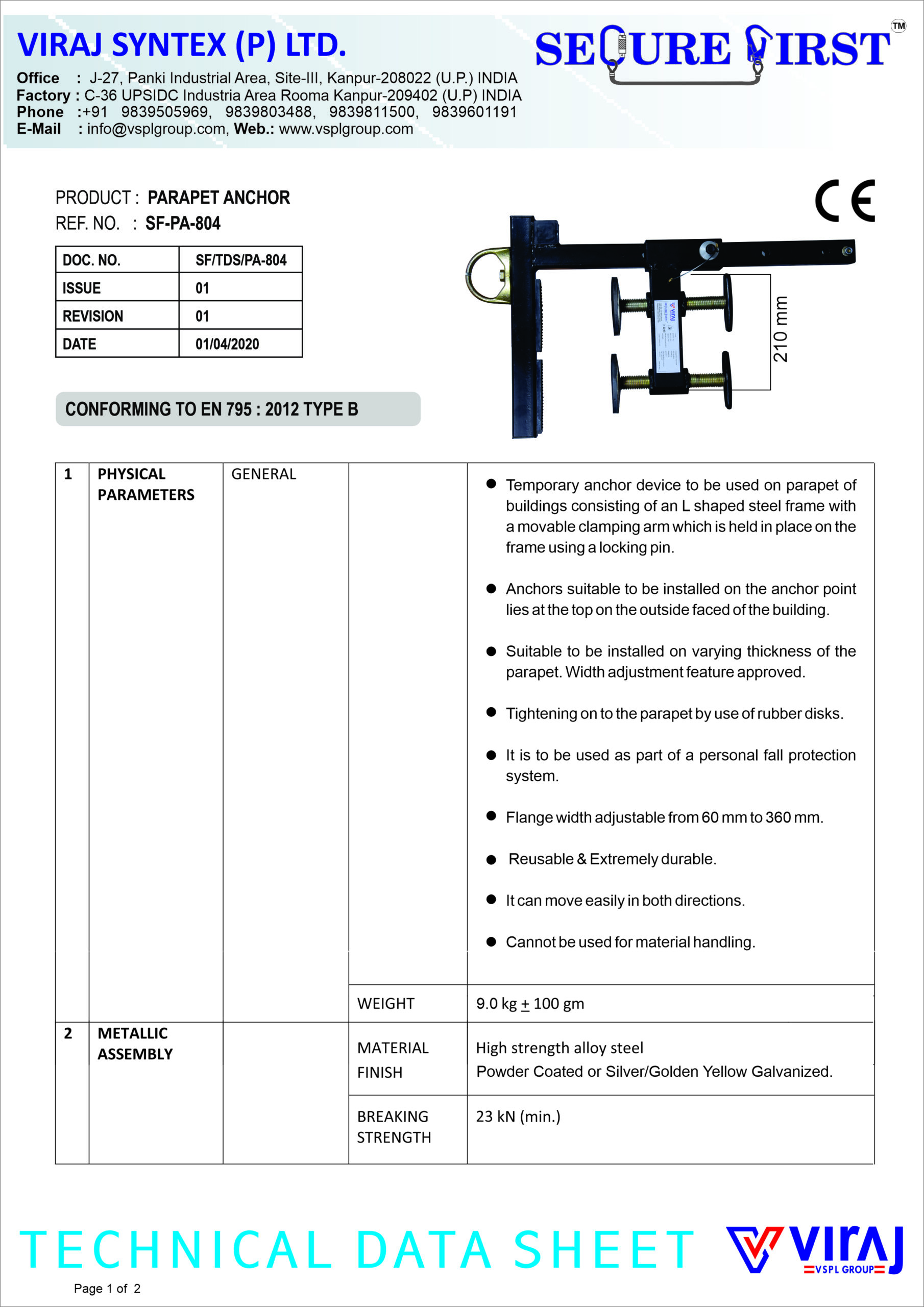 PARAPET ANCHOR <br/> SF-PA-804 - Image 3